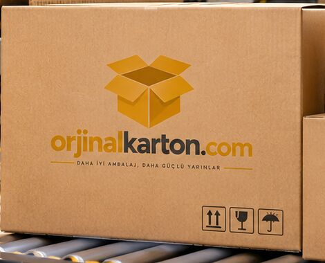 Logo ve taşıma işaretleri baskılı oluklu koli
